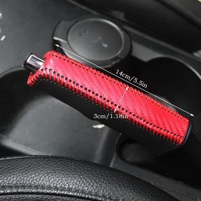 Car Hand Brake Cover Carbon Fiber Style Universal Car Handbrake Sleeve PU Leather Cover Anti-Skid Auto Parking Brake Protection