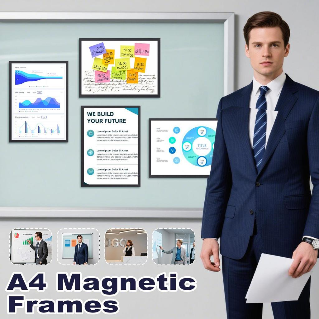 20 Pieces A4 Document Holder Information Frame Magnetic Sign Holder Bulletin Board Notification Display Photo Frame