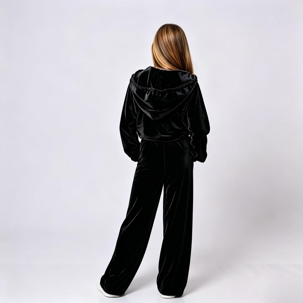 Girls' Velour Tracksuit Set Soft Two-Piece Outfit for Fall and Winter