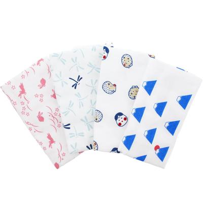 Plus One Senshu Towel Face Towel Senshu Izumisano Towel Japanese Patterns Okame and Made In Japan White 37 X 89 Cm Set of 4 - - (Dragonfly, Usako,