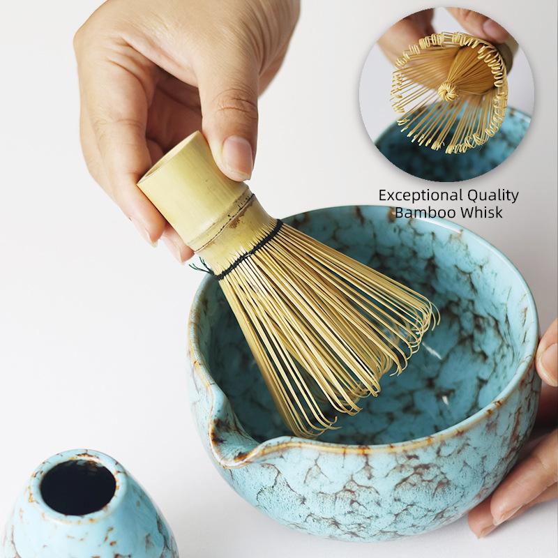 Japanese Ceramic Matcha Set Bamboo Whisk Teaspoon Ceramic Bowl Traditional Chawan Kung Fu Tea Set Accessories Matcha Gift Box
