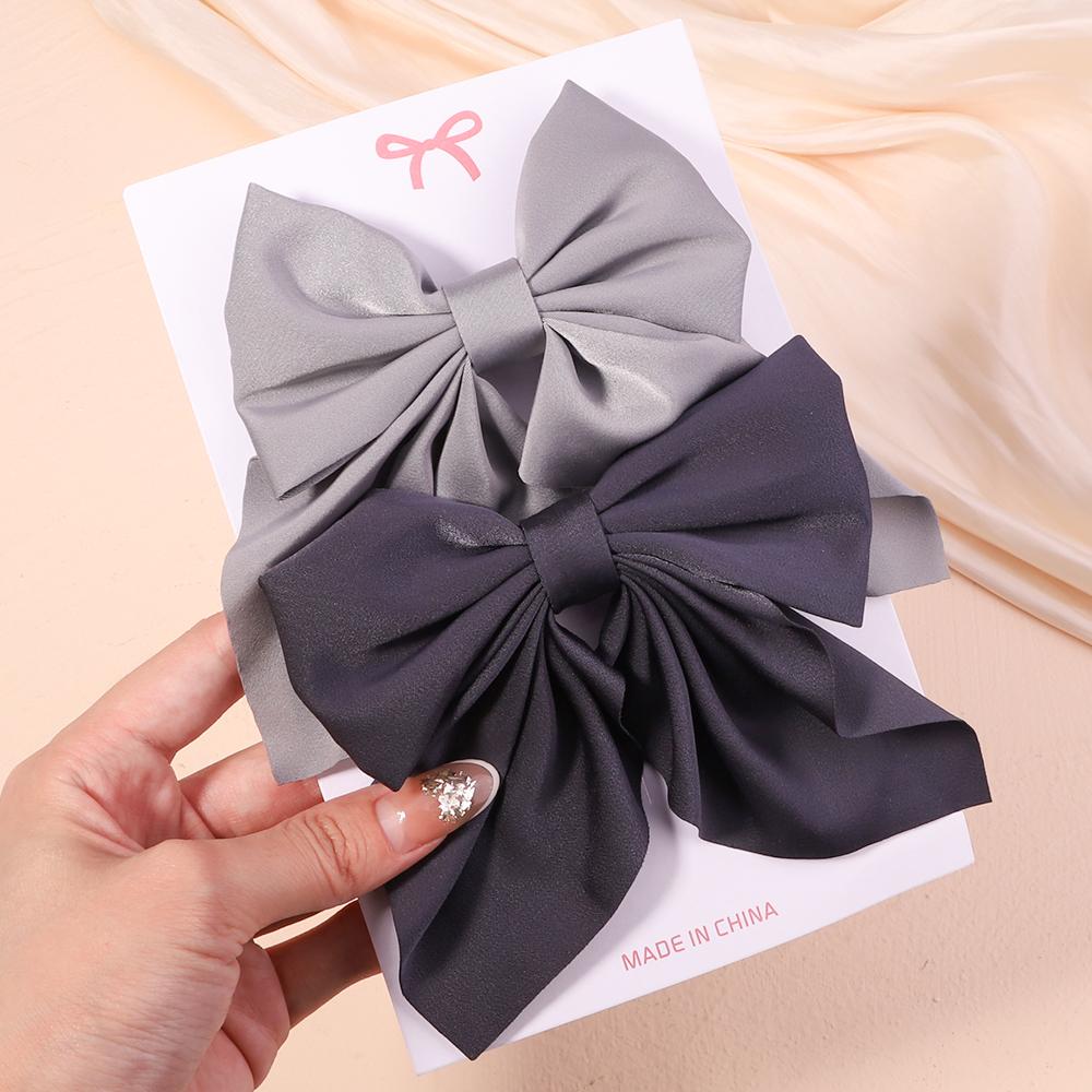 2Pcs/set Sweet Solid Bowknot Hair Clips for Women Girls Print Bows Hairpins Barrettes Duckbill Clip Headwear Hair Accessories