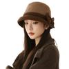 Damski kapelusz rybacki z filcu wełnianego: Jesień/Zima Francuski Retro Styl Hepburn z Kokardą