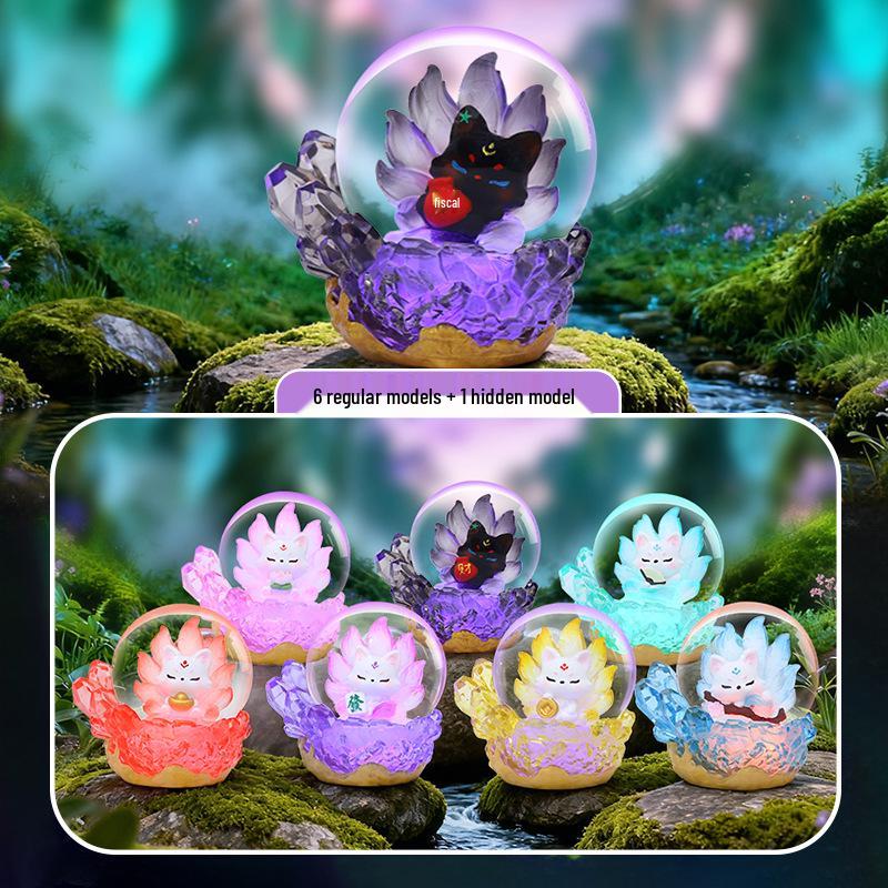 Qingqiu Nine-Tailed Fox Blind Box Figurine - Trendy New Year Gift & Desktop Decoration