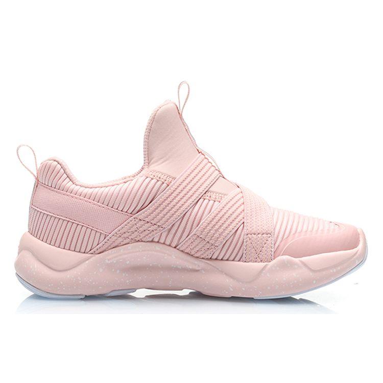 Série de Corrida Juvenil LiNing Amortecimento Antiderrapante Resistente ao Desgaste Respirável Tênis de Corrida Baixo Tênis Infantil Rosa Sal YKFP122-6