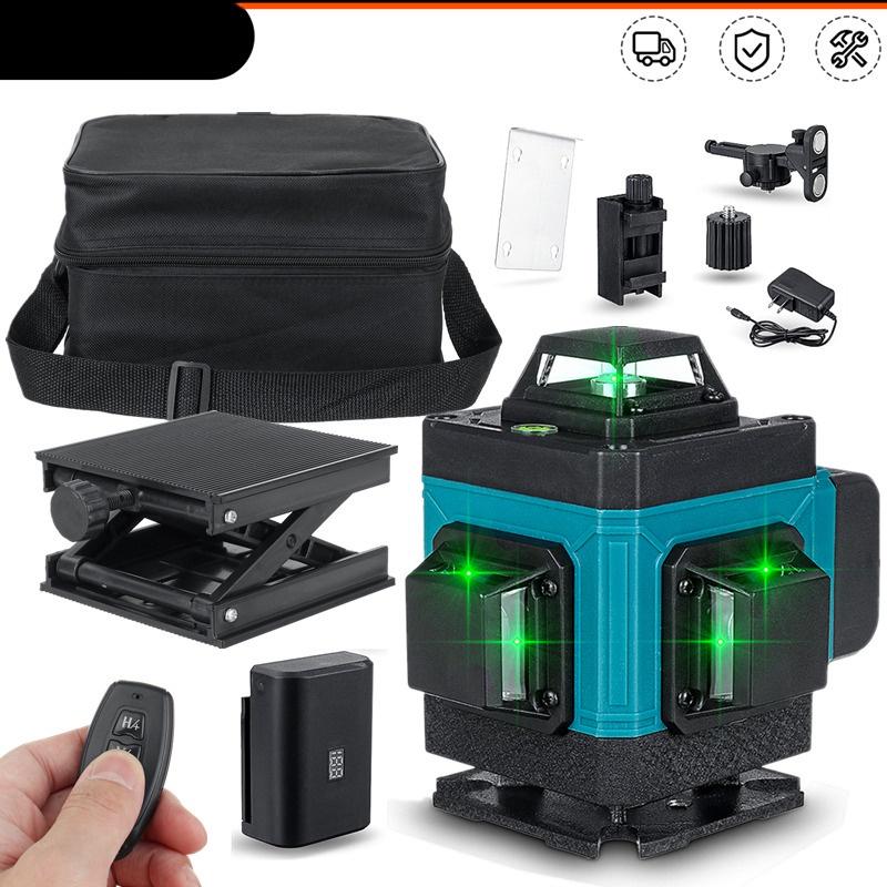 3D/4D 8/12/6lines Green laser level with Storage Box 5000mAh Lithium Ion Battery Green Wires Laser Level