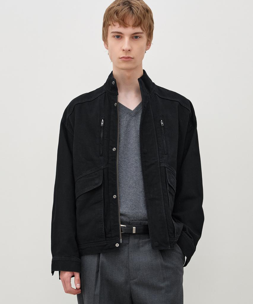 INSILENCE High-Neck Denim Blouson Black