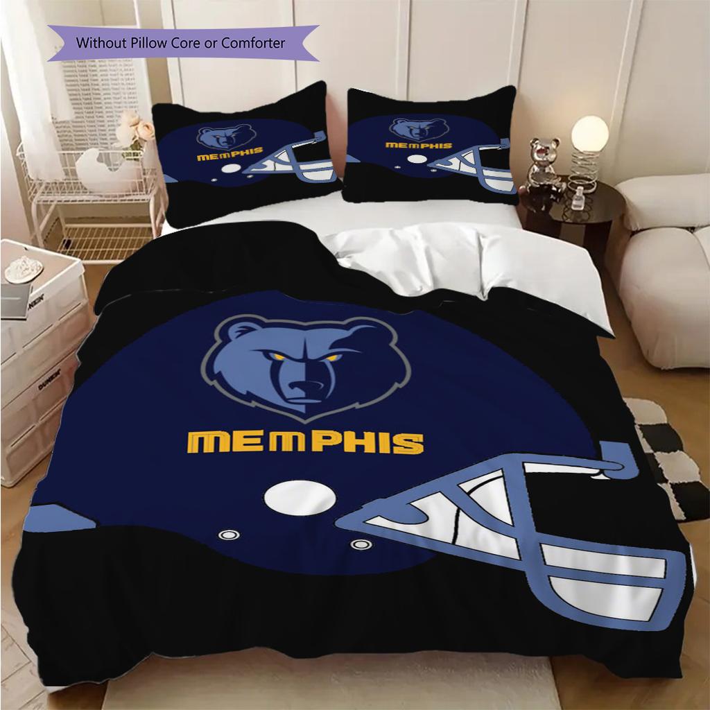 Memphis Football Helmet Three-piece set(1 * duvet cover + 2 * pillowcase, without core)Christmas birthday gift Duvet cover and pillowcase Bedding set
