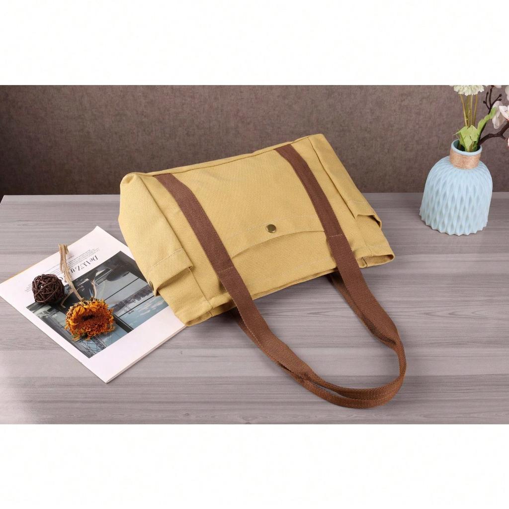 1 Stück Leinwandtasche für Damen, große Kapazität, einfache und vielseitige Tragetasche, Tote Bag, Einkaufstasche, Umhängetasche