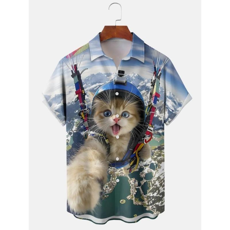 2026 Summer New Men's Top 3D Digital Printed Abstract Hawaiian Collar Short Sleeve Shirt