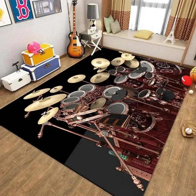 Rum Kit Music Instruments Area Large Carpet Musical Rock Rug for Home Living Room Bedroom Dorm Door Mat Non-slip Floor Mats INS