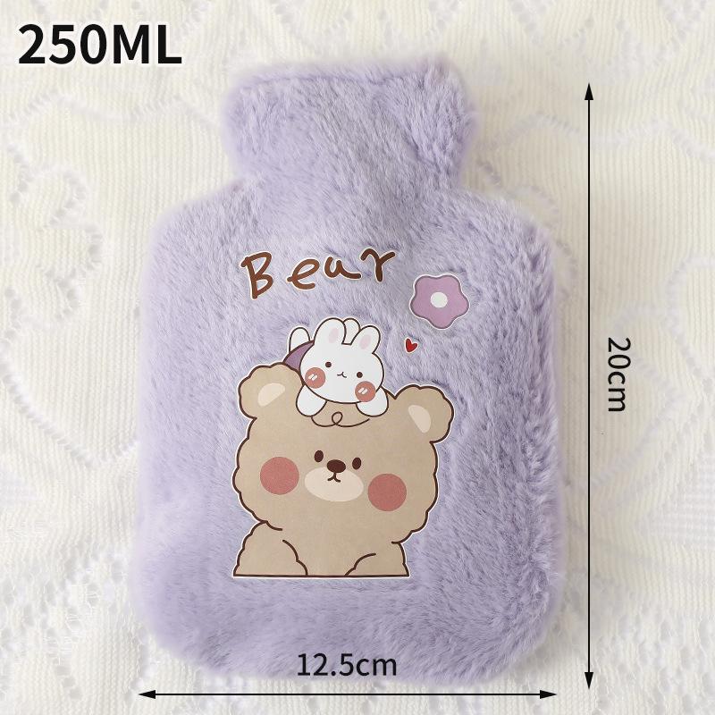 Cartoon Hot Water Bag with Cloth Cover Kawaii Plush Warm Bag Plush Hot Water Bottle Portable Hand Warmer Home School Supplies