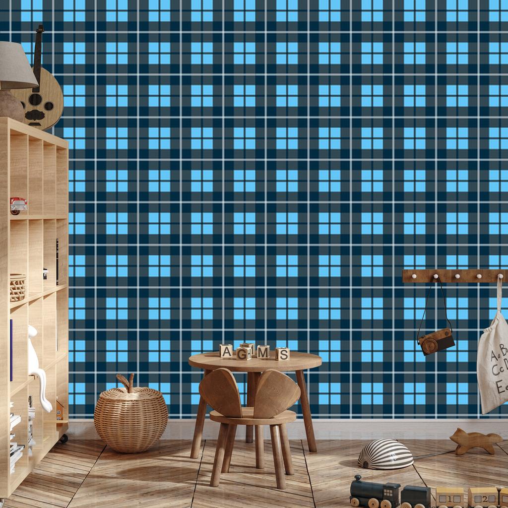 Blue Checkered Wallpaper Navy Blue and Azure 50x1000
