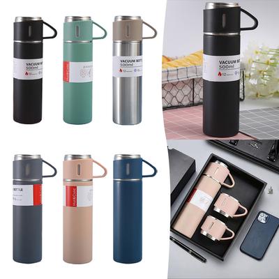 500ML Vacuum Insulated Bottle Portable Coffee Mug with 3 Cups Vacuum Cup Stainless Steel Last for 6-12H for Travel