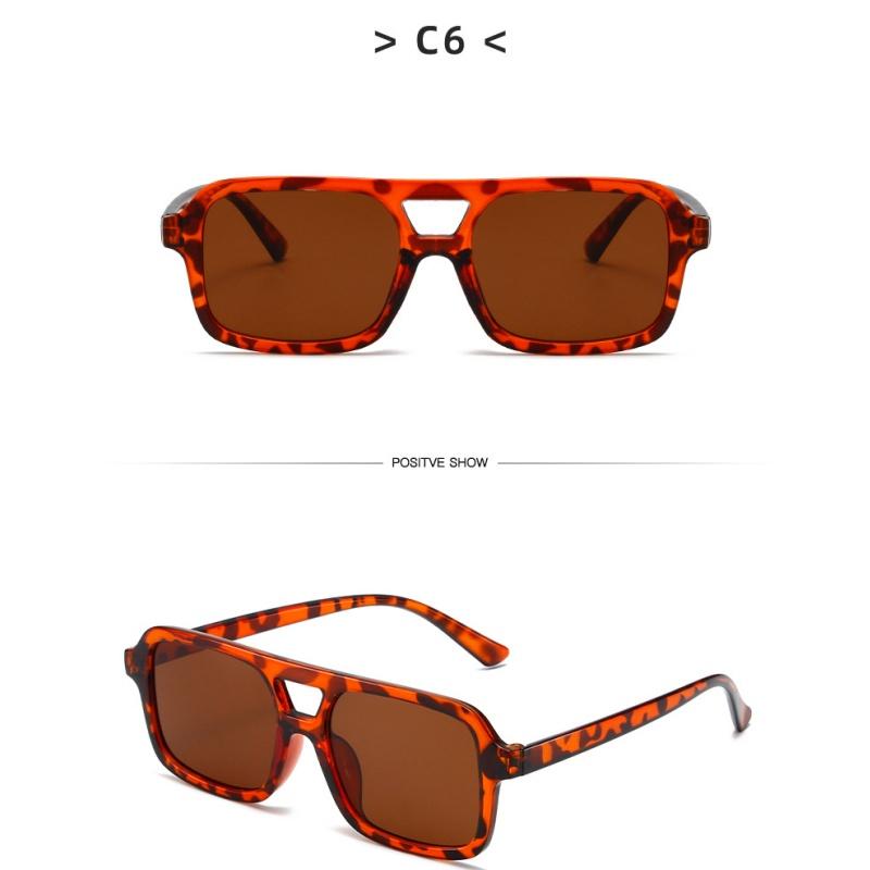 Women's sunglasses, men's and women's fashion square large-frame double-beam sunglasses