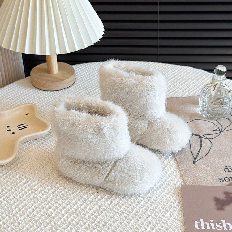 Korean version of children's fluffy boots winter 2025 new girls' snow boots boys' large cotton shoes thickened warm baby cotton boots