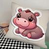 Baby Hippo Moo Deng Pillow Case Square Pillow Bedroom Sofa Leisure Comfort Cushion Car Living Room Home Decoration