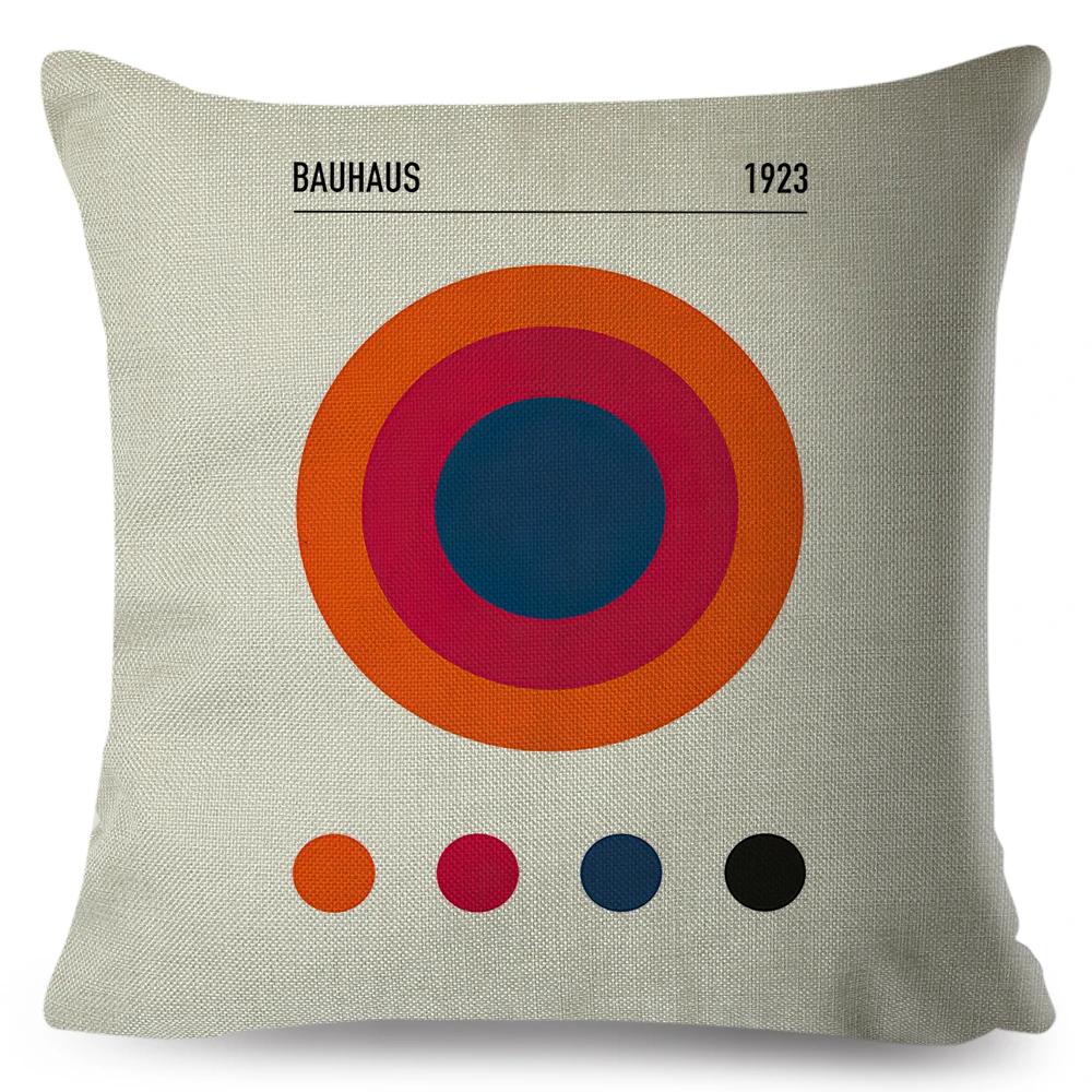 

Nordic Bauhaus Exhibition Unique Cushion Cover for Sofa Home Car Decor Double Print Pillowcase Polyester Throw Pillow Case 45x45cm18x18Inch