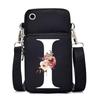 New letter-printed black oblique span bag, mobile phone bag, light to carry, vertical length and width change bag
