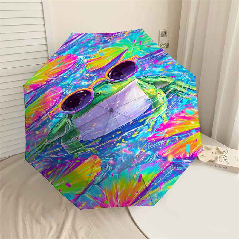 

1PC frog sunglasses Automatic Open/Close Umbrella Compact Folding Umbrella with 8-Rib Shaft lightweight esign, Fashion Lovers1229A
