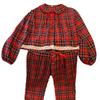 Red Plaid Peter Pan Collar Flannel Pajama Set - Long Sleeve and Pants for Autumn/Winter