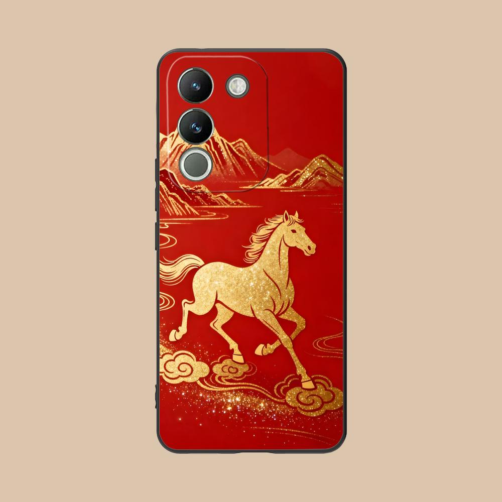 

Golden Horse Year Mobile Phone Case for VIVO V60 V50 V40 V30 V29 V27 V25 V23 Pro Lite 5G Colorful Printing Cover Cover vivo V23e