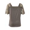 Women's Casual Loose Short Sleeve V-Neck Feather Lace Lace Sleeve Top Blouse