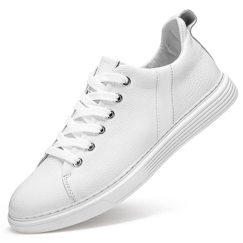 Men's Genuine Leather Retro White Cowhide Sneakers