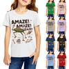 Fashionable Round Neck Short Sleeve Work Clothes Printed Tops For KID Summer Tops