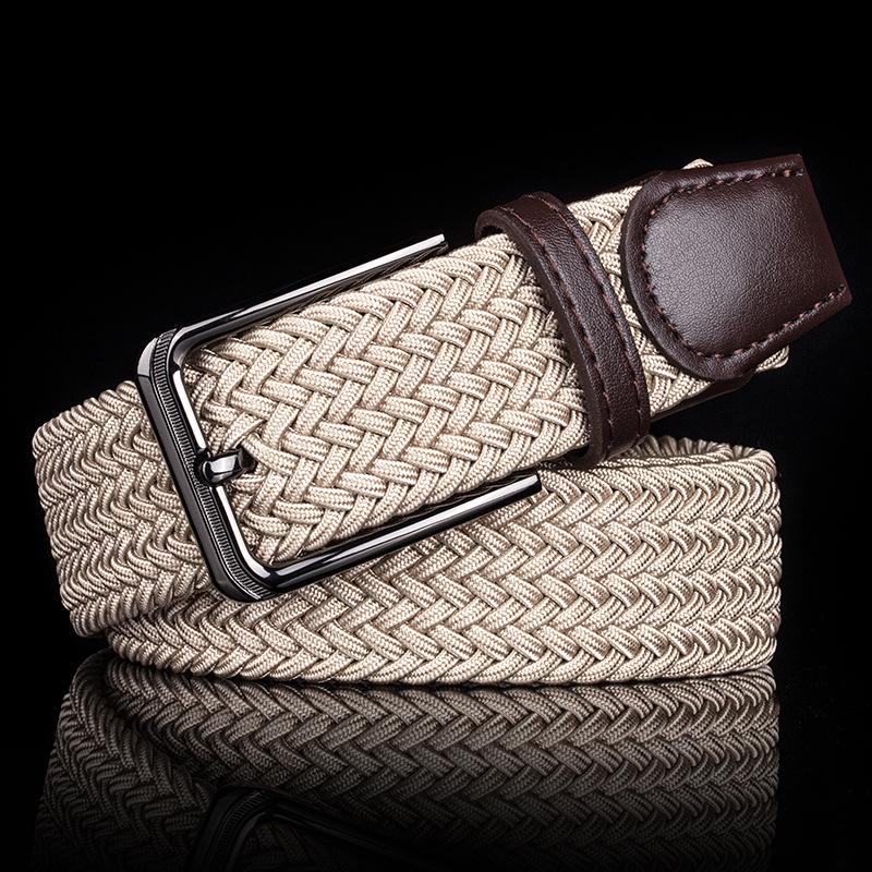 Trendy Youth Elastic Woven Canvas Belt with Pin Buckle for Golf & Military Training