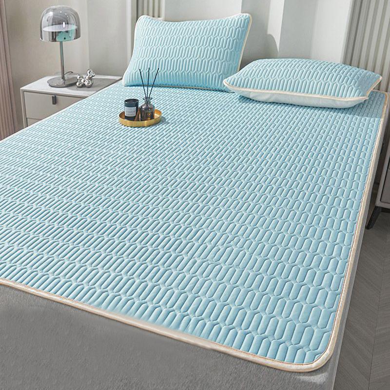 Quilted Mattress Home Cool Sleeping Mat Kit Couple 2People Single Double Bed Foldable Summer Season Sheet Protection Pad Wasart Latex
