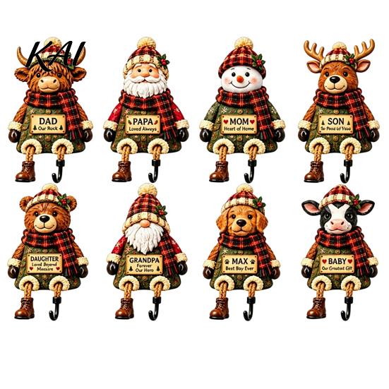 Organizer Hook Christmas Stocking Holder, Mantel Resin Sitting Leg Hook, Unique Hanger Festive Character Ornament for Holiday Home Fireplace