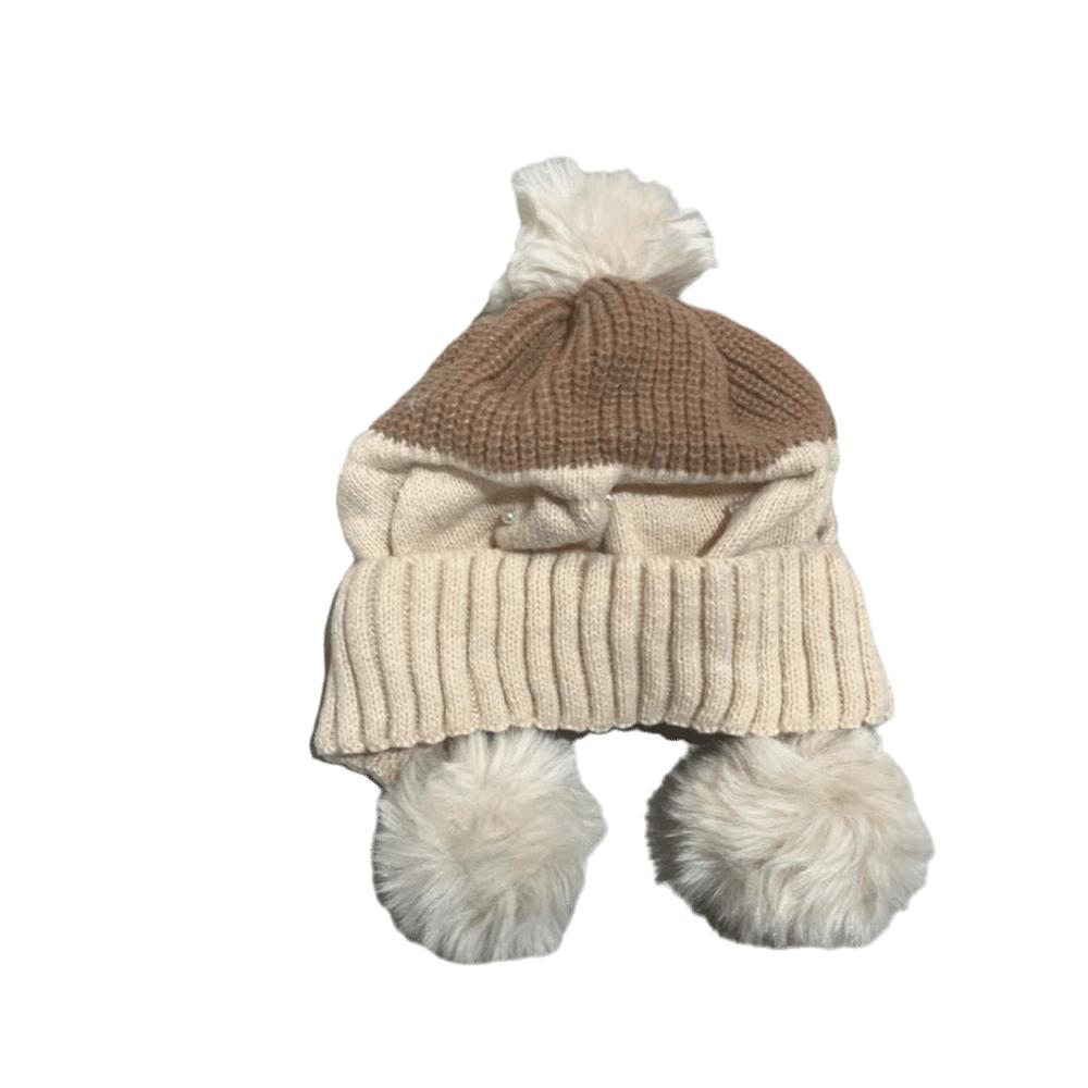 

Knitted Plush Beanie Hat Windproof Ear Protection Hat Sweet Woolen Knitted Cap Cycling бежевий