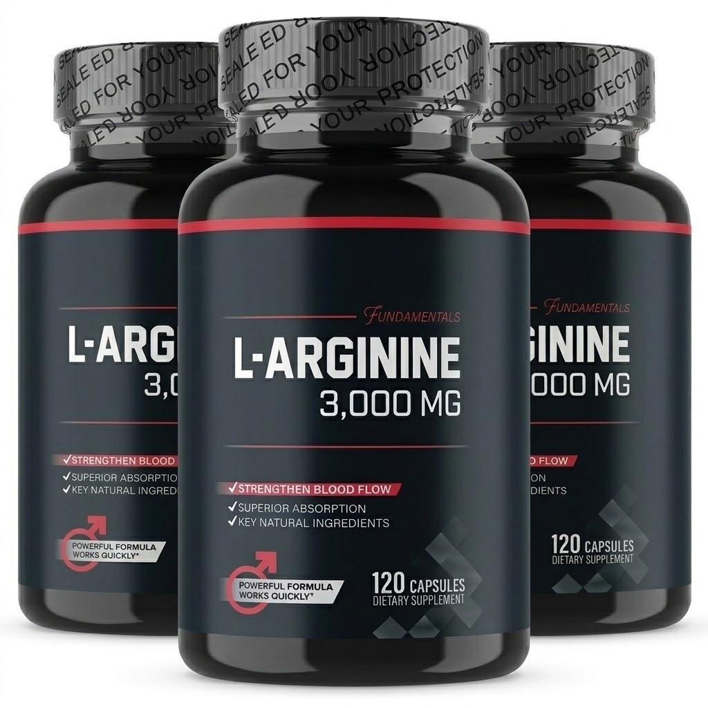 Prémiový L-Arginin 3000 mg – Vysoce účinný doplněk oxidu dusnatého pro průtok krve a energii, 120 kapslí