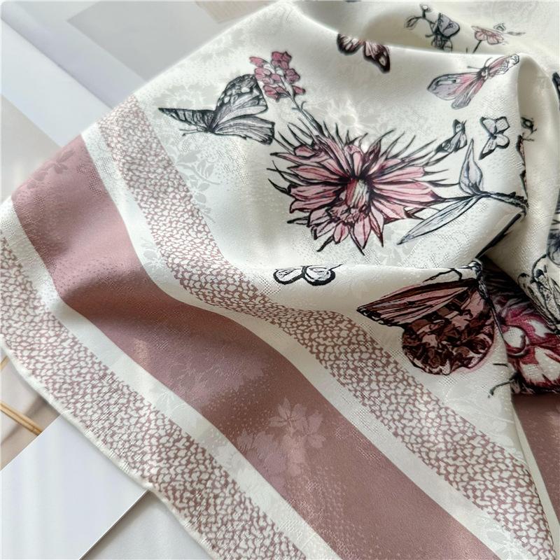 110*110cm oboustranný hedvábný šátek Dámský velkorysý šátek Mulberry Hedvábný šátek