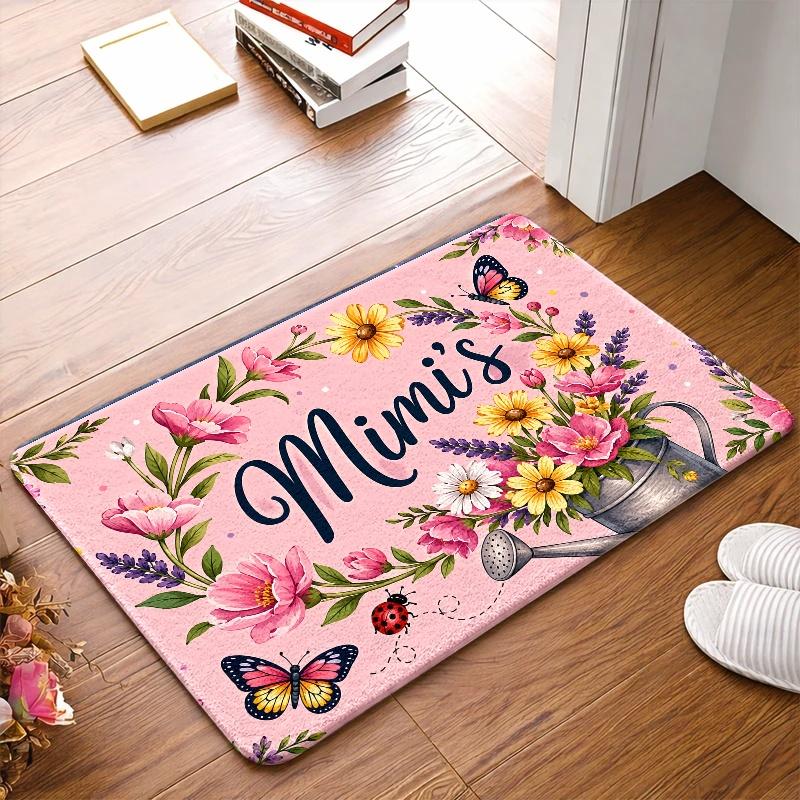 1Pcs Anti Fatigue Kitchen Rugs,Floral Butterfly Print Waterproof Non-Slip Thick Cushioned Kitchen Mat Heavy Duty Comfort Standing Mat for Kitchen