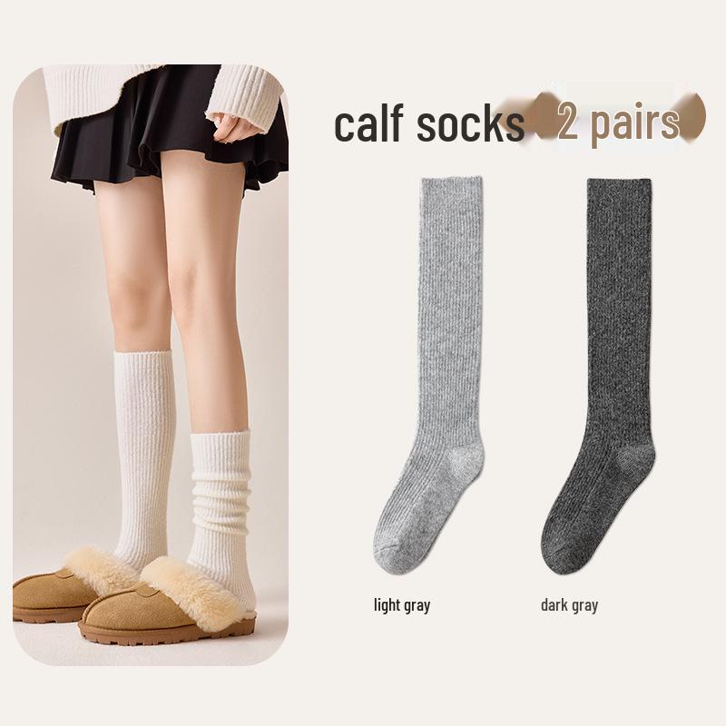 Wool Knee-High Socks for Women - Warm, Thick, Plus Velvet, Ideal for Fall & Winter