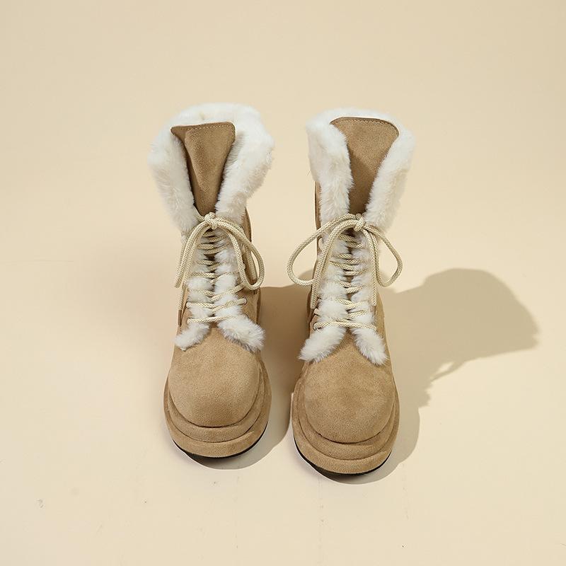 

Популярные женские зимние сапоги 2025 новые полусапоги на толстой подошве, ботинки Мартина, короткие ботинки, сапоги-чулки, утолщенные большие хлопковые ботинки, зима 40