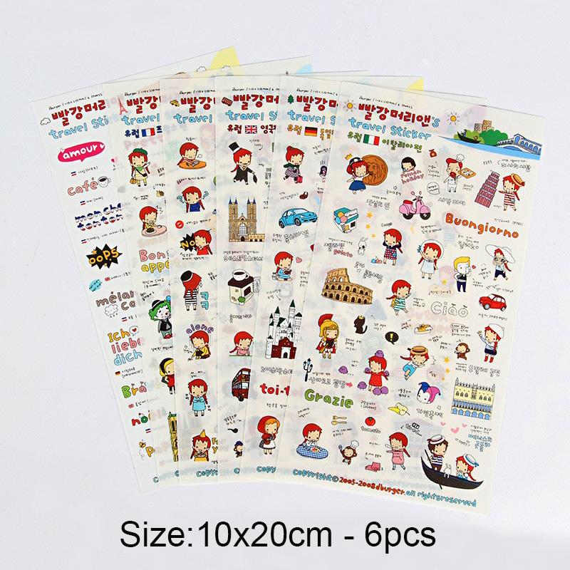 5pcs/6pcs Cute Cartoon Rabbit Animals Sticker PVC Diary Sticker Scrapbook Decoration Stationery Stickers for Cup Mobile Phone
