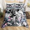 Highland Cattle Duvet Cover Set Flower Pattern Farm Animals Polyester Comforter Cover King Queen Size For Adult Men Bedding Set