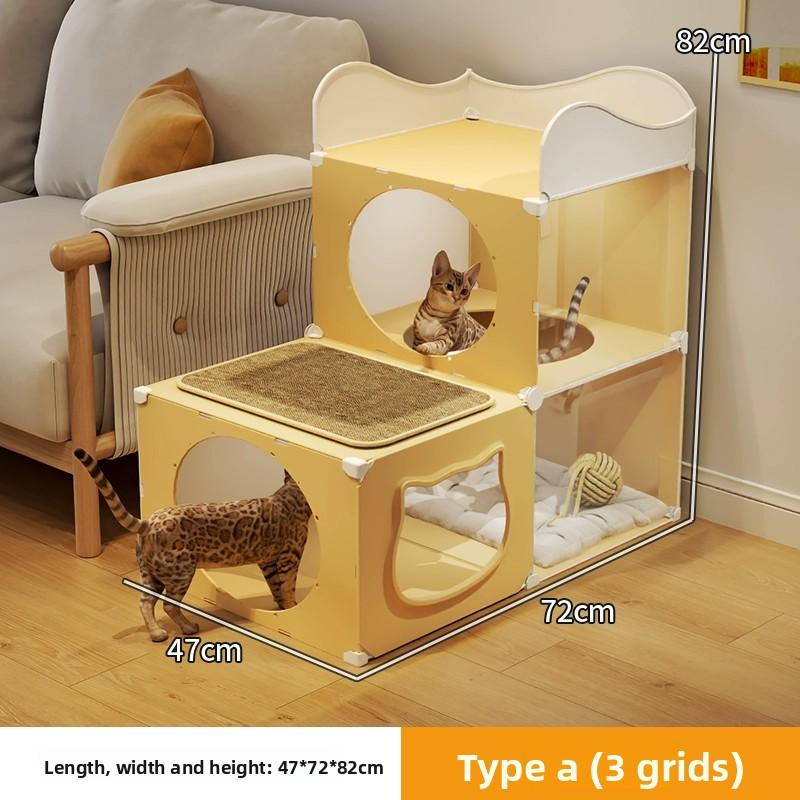 Multi-Level Cats Condo Space Saving Cat Climbing Frame Compact Cat Activity Center for Small Apartments All-in-One Cats Tower