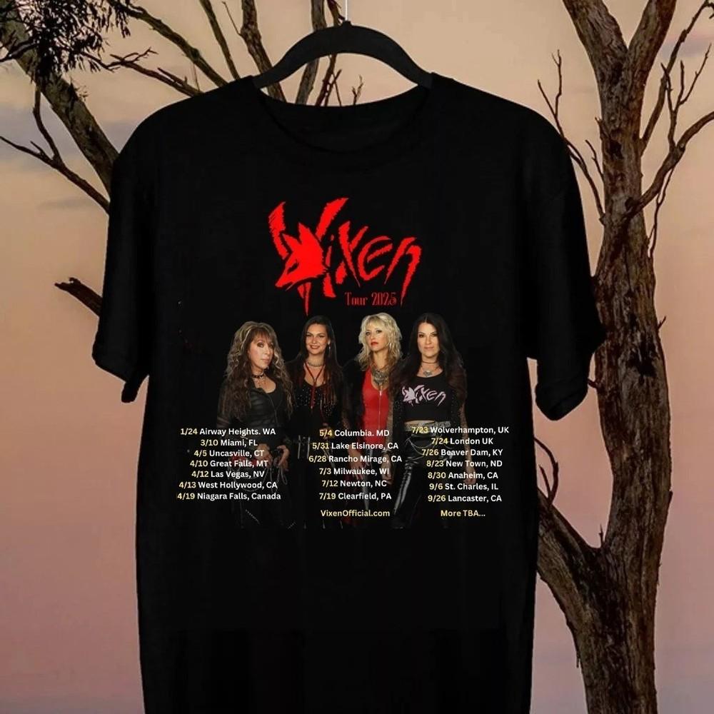 

Vixen Band Tour 2025 Black Full Size 100% Cotton Shirt Gift Fan AD219 Unisex T-Shirt XXXL