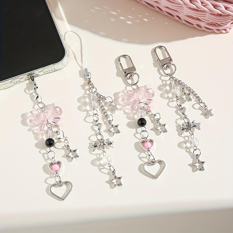 1pc of Acrylic New Bow Keychain Pendant, 2D Flat Creative Love Five-Pointed Star Decoration, Sweet Girl Backpack Charm for Kpop Fans