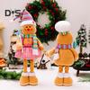 Christmas Gingerbread Doll Ornaments Extendable Leg Plush Doll with Scarf Stuffed Cooking Gingerbread Figure for Christmas Tree Fireplace Decor