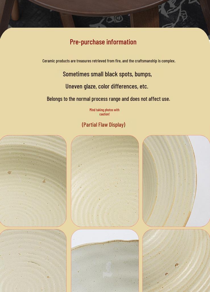 Retro Hand-Brushed Coarse Pottery Salad Plate: High-Style Tableware for Home and Homestay.
