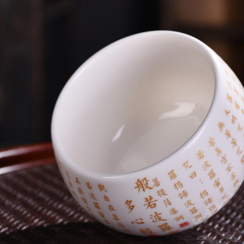 1PC Blanc De Chine Heart Sutra Baifu Master Cup Set de ceai Kung Fu din porțelan de jad alb ceașcă personală mare de ceai