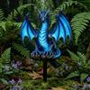 Unique Halloween Outdoor Decor Solar Dragon Garden Light, Resin Ice Statue Stake Powered Night Lights Fantasy Mythical Animal Pathway Light
