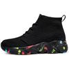 Couple High-top Fly-woven Velvet Sneakers, Straps, Socks, Large-size Cotton Shoes, Men's and Women's Autumn and Winter Casual Shoes