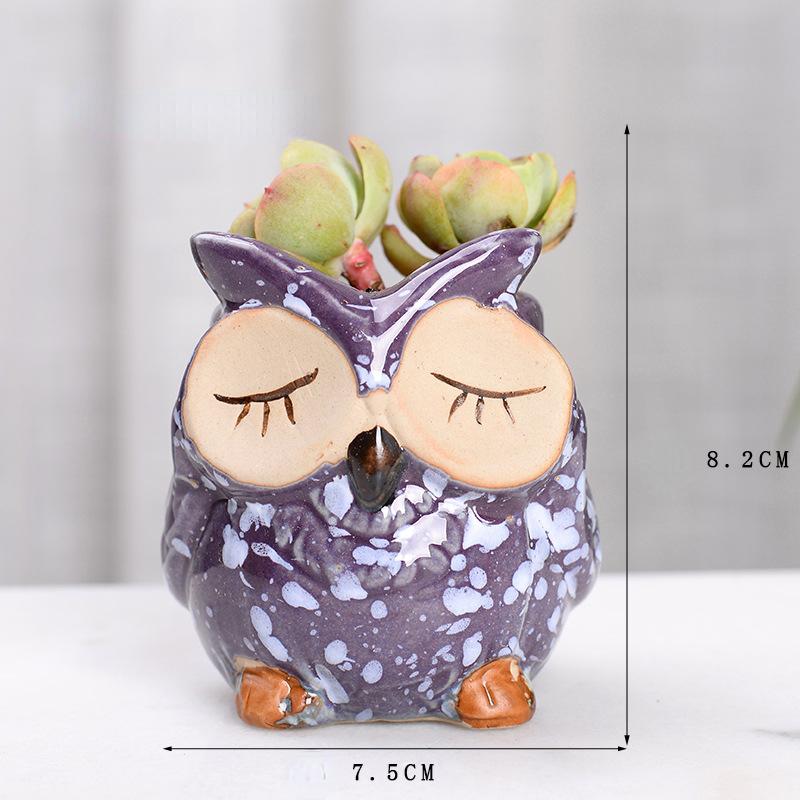 Ceramic Owl Shape Garden Flower Pot Desk Plant Pot Creative Design Succulent Planter Pot Home Garden Decoration outdoor
