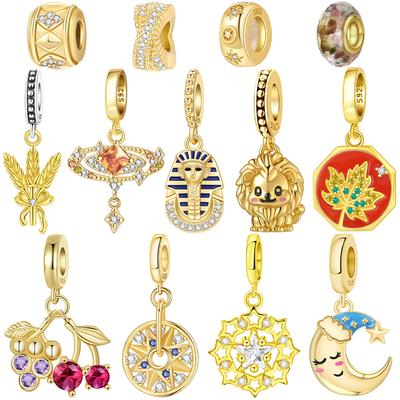 Gold Wheat Ears Pendant Star Moon Separated Maple Leaf Beads Originalcopper Gold Beads Fit Bracelet Women Jewelry Gift Diy